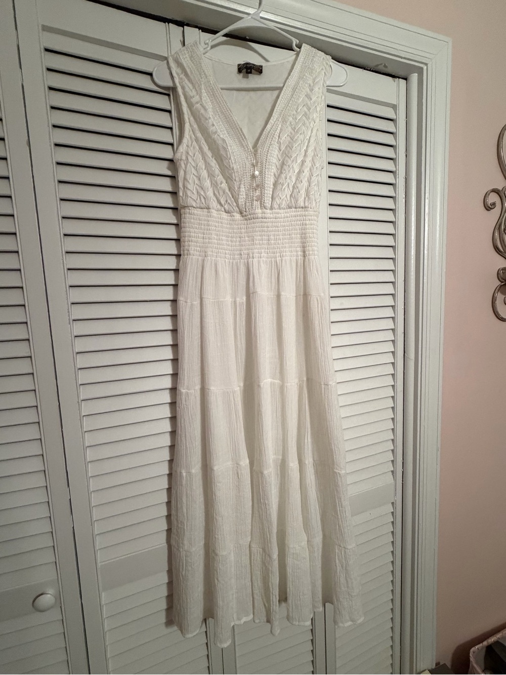 Gauzy White Maxi Dress with Smocked Waist